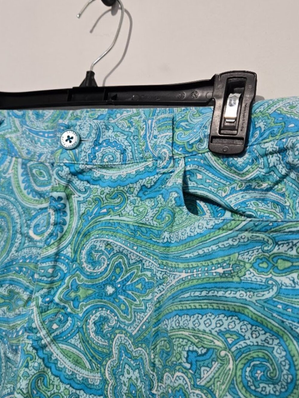 Lauren Ralph Lauren Womens Blue Paisley Crop Pants Sz 10 Cotton Preppy Nautical - Picture 2 of 10